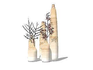 <em>现代花瓶</em>花卉草图大师模型，花瓶花卉sketchup模型下载