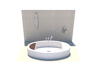 现代双人浴缸淋浴花洒草图大师模型，双人浴缸淋浴花洒sketchup模型下载