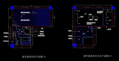 豪华桑拿包间CAD装修图，豪华桑拿包间CAD装修图纸下载