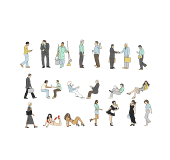 2D人物配景SU模型，2D人物配景SKB文件