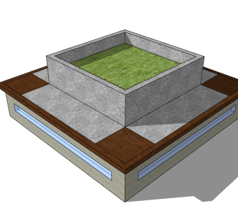 现代方形树池sketchup模型下载，树池坐凳skb模型分享