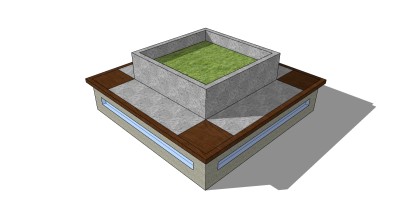 现代方形树池sketchup模型下载，树池坐凳skb模型分享