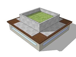 现代<em>方形</em>树池sketchup模型下载，树池<em>坐凳</em>skb模型分享