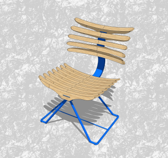 现代创意小座椅su模型，实木椅子草图大师模型下载