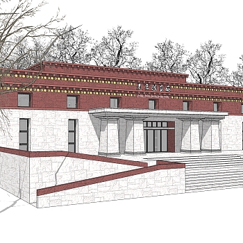 新中式藏式建筑草图大师模型，古建民俗sketchup模型免费下载