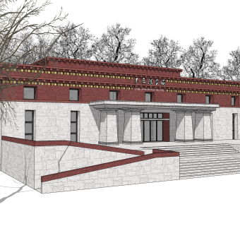 新中式藏式建筑草图大师模型，古建民俗sketchup模型免费下载