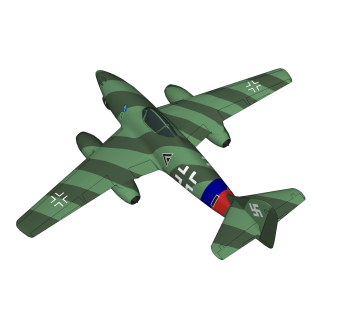 德国ME-262喷气战斗机su模型，歼击机草图大师模型下载