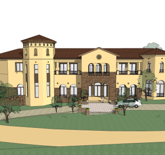 欧式别墅SU模型，别墅SKP模型下载