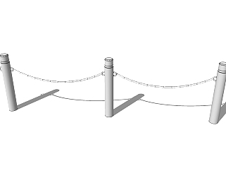 现代铁索栏杆su模型下载、铁索栏杆草图大师模型下载