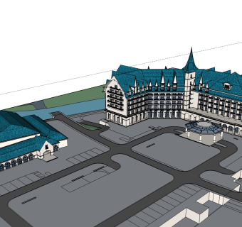 欧式酒店草图大师模型下载、欧式酒店su模型下载