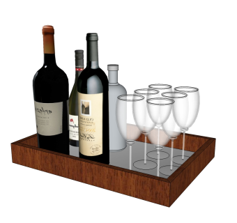 现代酒瓶酒杯组合su模型，酒瓶酒杯sketchup模型下载