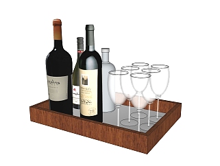 现代酒瓶<em>酒杯</em>组合su模型，酒瓶<em>酒杯</em>sketchup模型下载