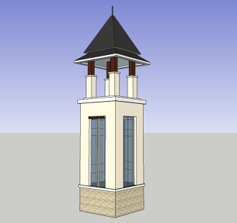 东南亚风格塔楼草图大师模型，塔楼sketchup模型skp模型下载