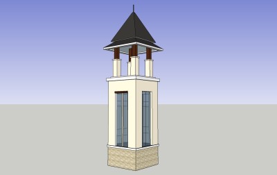 东南亚风格塔楼草图大师模型，塔楼sketchup模型skp模型下载