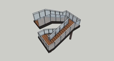 现代木制楼梯草图大师模型， 木制楼梯su模型下载