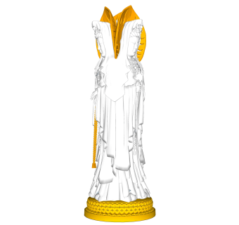 中国三面观音雕塑su模型,摆件草图大师模型下载