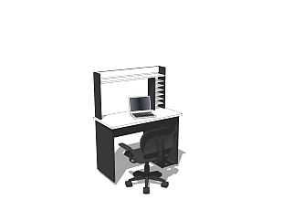 现代屏风办公桌su模型，办公桌sketchup模型下载