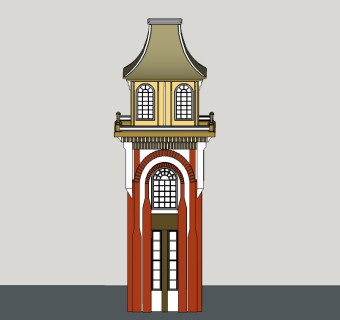 欧式景观塔草图大师模型，景观塔sketchup模型skp文件分享