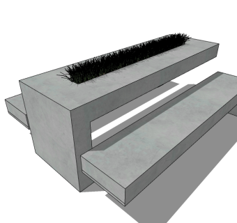 户外石椅skp文件免费下载，长椅草图大师模型分享
