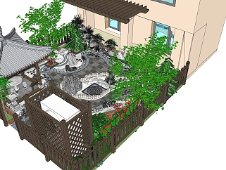 现代<em>中式小区</em>庭院，sketchup模型免费下载