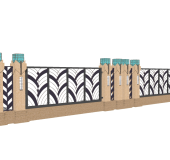 欧式景观墙围墙草图大师模型，景观墙围墙sketchup模型下载