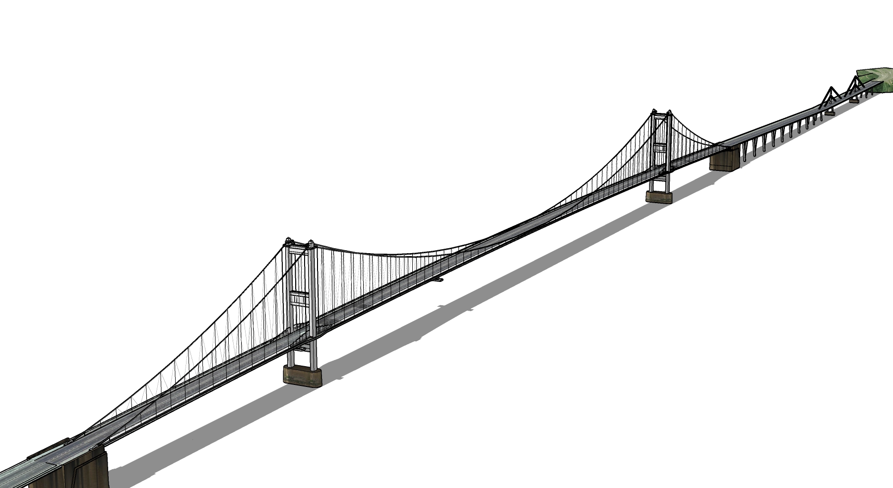 悬索桥设计草图大师模型下载,sketchup悬索桥su模型分享