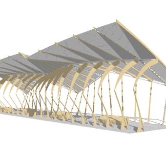 现代异形造型廊架草图大师模型，异形造型廊架sketchup模型下载