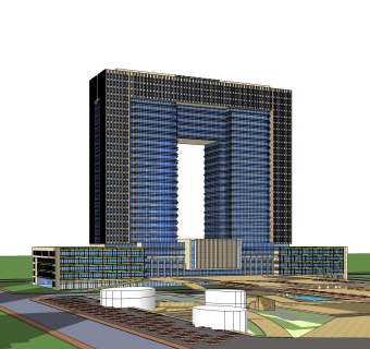 现代高层办公楼草图大师模型，高层办公楼sketchup模型免费下载