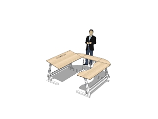 现代办公桌sketchup模型，办公桌su模型下载