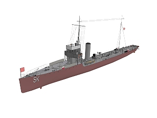 现代SLAZAK鱼雷艇草图大师模型，鱼雷艇sketchup模型下载
