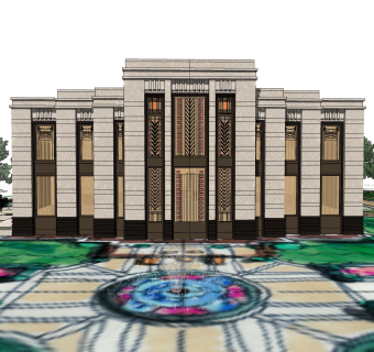 欧式售楼处建筑方案草图大师模型，建筑构件sketchup模型免费下载