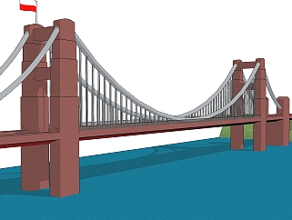 悬索桥<em>设计草图大师</em>模型下载，sketchup悬索桥su模型...