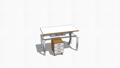 现代简约老板桌su模型，老板桌skp模型下载