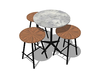 现代休闲桌椅免费su模型，休闲桌椅skp模型下载