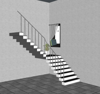现代双跑折梯草图大师模型，双跑折梯sketchup模型免费下载