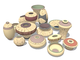 <em>现代陶瓷</em>器皿草图大师模型，陶瓷器皿sketchup模型下载