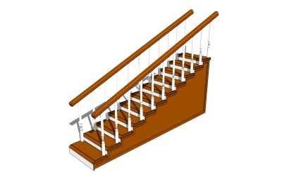 现代实木单跑楼梯草图大师模型，实木单跑楼梯sketchup模型免费下载
