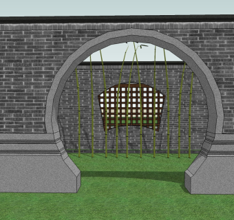 中式景墙草图大师模型skp模型，景墙sketchup模型skp文件分享