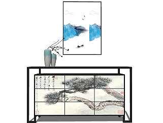 新中式柜子草图大师模型，柜子sketchup模型下载