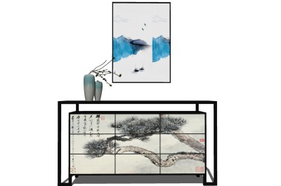 新中式柜子草图大师模型，柜子sketchup模型下载