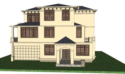 现代别墅外观草图大师模型，别墅外观sketchup模型免费下载