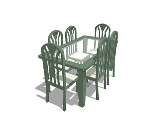 简欧餐桌椅免费su模型，餐桌椅sketchup模型下载