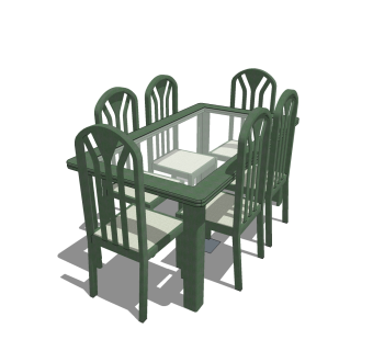 简欧餐桌椅免费su模型，餐桌椅sketchup模型下载