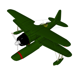 现代日本FM1零式水上观测机su模型下载，侦察机草图大师模型