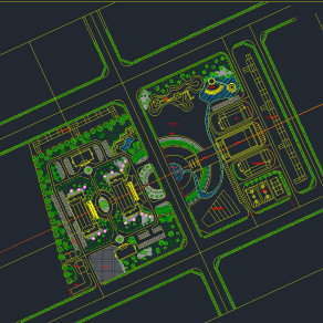 各式小区规划绿化CAD平面图库，小区景观免费图纸下载