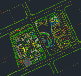 各式小区规划绿化CAD平面图库，小区景观免费图纸下载