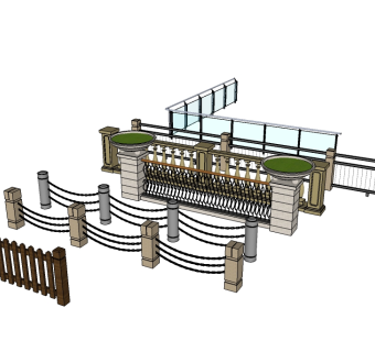 阳台栏杆围墙栏杆su模型组下载、阳台栏杆围墙栏杆草图大师模型组下载