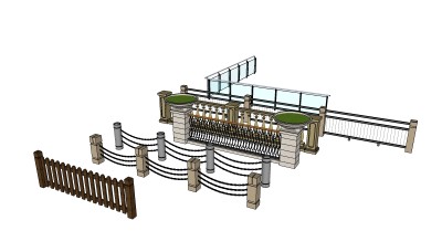 阳台栏杆围墙栏杆su模型组下载、阳台栏杆围墙栏杆草图大师模型组下载