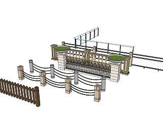 阳台栏杆围墙栏杆su模型组下载、阳台栏杆围墙栏杆草图大师模型组下载