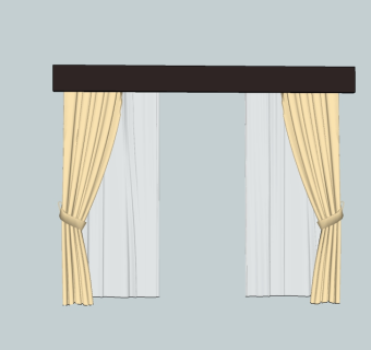 现代米色窗帘草图大师模型，米色窗帘sketchup模型下载
